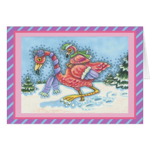 DEEP SNEEUW PINK FLAMINGO, CHRISTMAS WENSKAART V