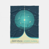 Deep Space Atomic Clock Poster, blauwe versie. Fleece Deken (Voorkant)