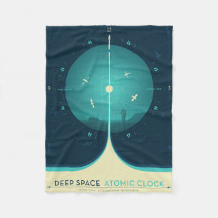 Deep Space Atomic Clock Poster, blauwe versie. Fleece Deken