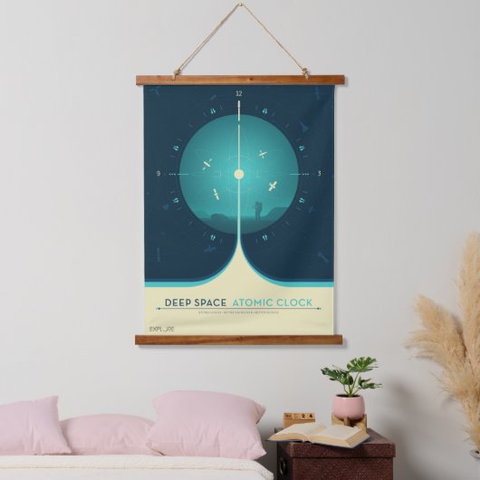 Deep Space Atomic Clock Poster, blauwe versie. Hangend Wandkleed (Slaapkamer)