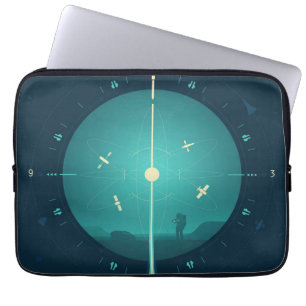 Deep Space Atomic Clock Poster, blauwe versie. Laptop Sleeve