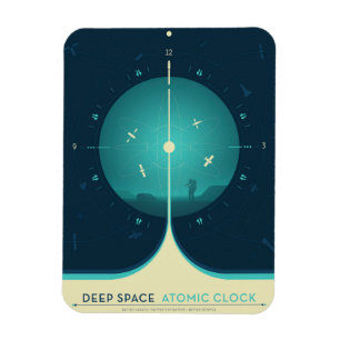 Deep Space Atomic Clock Poster, blauwe versie. Magneet
