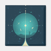 Deep Space Atomic Clock Poster, blauwe versie. Magneet (Voorkant)