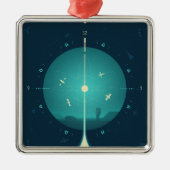 Deep Space Atomic Clock Poster, blauwe versie. Metalen Ornament (Voorkant)