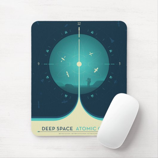 Deep Space Atomic Clock Poster, blauwe versie. Muismat (Met muis)