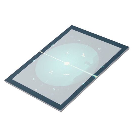 Deep Space Atomic Clock Poster, blauwe versie. Notitieblok (Schuin)