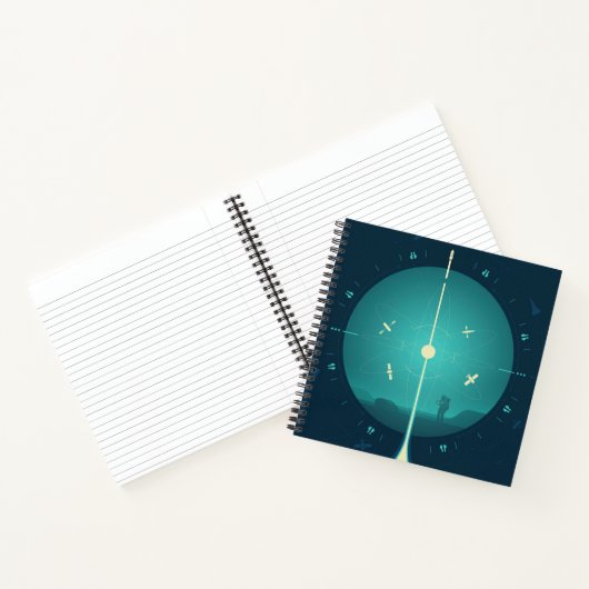 Deep Space Atomic Clock Poster, blauwe versie. Notitieboek (Binnen)