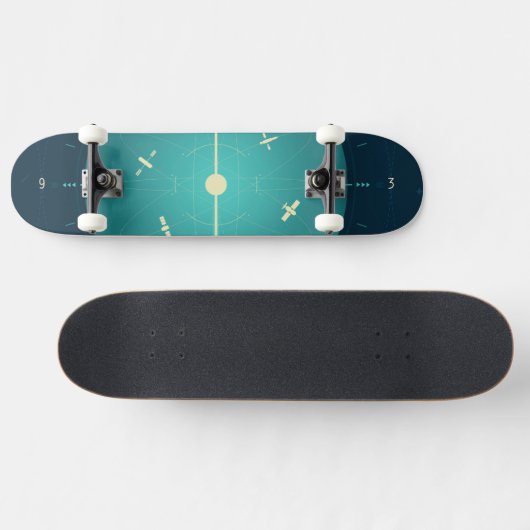 Deep Space Atomic Clock Poster, blauwe versie. Skateboard (Horizontaal)
