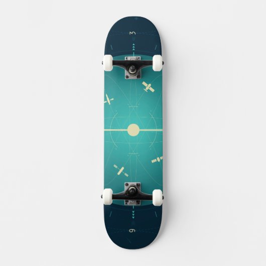 Deep Space Atomic Clock Poster, blauwe versie. Skateboard (Voorkant)