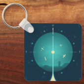 Deep Space Atomic Clock Poster, blauwe versie. Sleutelhanger (Voorkant)