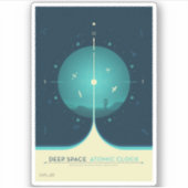 Deep Space Atomic Clock Poster, blauwe versie. Sticker (Voorkant)