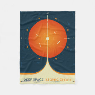 Deep Space Atomic Clock Poster, Oranje versie. Fleece Deken
