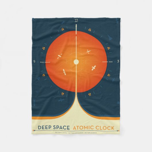 Deep Space Atomic Clock Poster, Oranje versie. Fleece Deken (Voorkant)