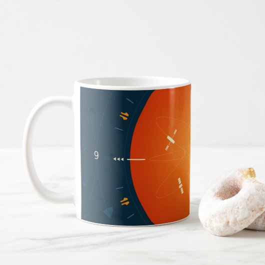 Deep Space Atomic Clock Poster, Oranje versie. Koffiemok (Met donut)