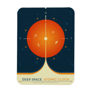 Deep Space Atomic Clock Poster, Oranje versie. Magneet