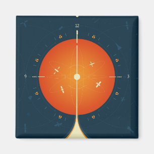 Deep Space Atomic Clock Poster, Oranje versie. Magneet