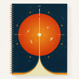 Deep Space Atomic Clock Poster, Oranje versie. Notitieboek