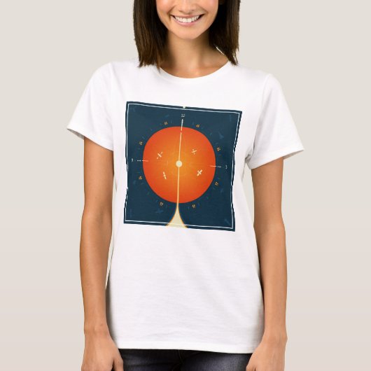 Deep Space Atomic Clock Poster, Oranje versie. T-shirt (Voorkant)