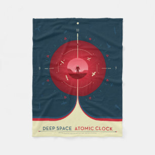 Deep Space Atomic Clock Poster, rode versie. Fleece Deken