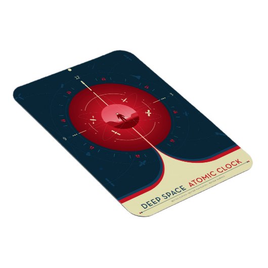 Deep Space Atomic Clock Poster, rode versie. Magneet (Rechterzijde)