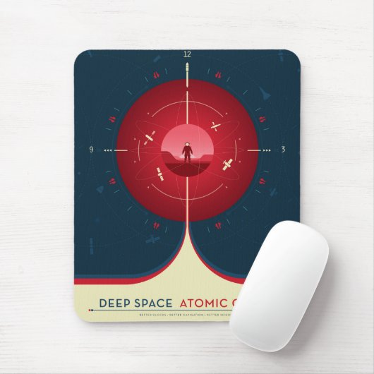 Deep Space Atomic Clock Poster, rode versie. Muismat (Met muis)
