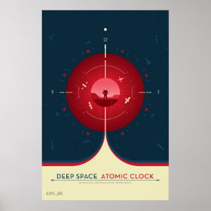 Deep Space Atomic Clock Poster, rode versie. Poster