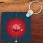 Deep Space Atomic Clock Poster, rode versie. Sleutelhanger (Achterkant)
