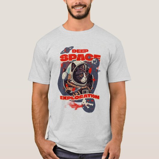 Deep Space Exploration Kat Astronaut T-shirt (Voorkant)