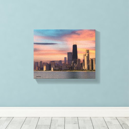 Deep Sunset Chicago Canvas Afdruk (Insitu (Houten vloer))