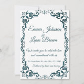 Deep Teal Blue Talavera Mexican Wedding Invitation (Devant)