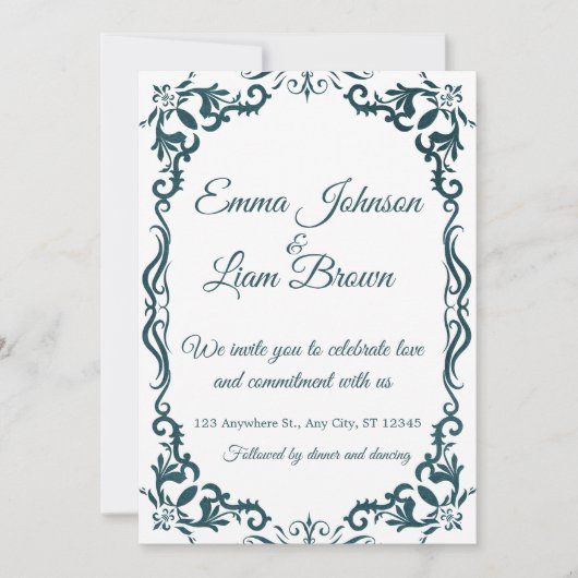 Deep Teal Blue Talavera Mexican Wedding Invitation (Devant)