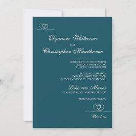 Deep Teal  Elegant Chic Calligraphy Wedding Kaart