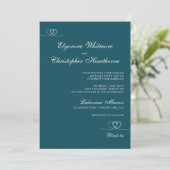 Deep Teal  Elegant Chic Calligraphy Wedding Kaart (Staand voorkant)