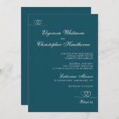 Deep Teal  Elegant Chic Calligraphy Wedding Kaart (Voorkant / Achterkant)