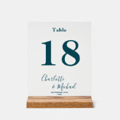 Deep Teal Elegant Wedding Table Number (Recto)