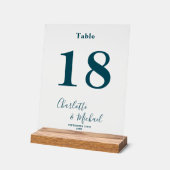 Deep Teal Elegant Wedding Table Number (Angle)