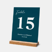Deep Teal Minimalist Wedding Table Number (Angle)