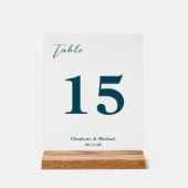 Deep Teal Minimalist Wedding Table Number (Recto)