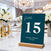 Deep Teal Minimalist Wedding Table Number Acryl Bord