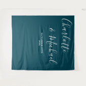 Deep Teal Script Minimalist Wedding Backdrop Wandkleed (Voorkant (horizontaal))