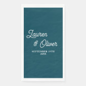 Deep Teal Script Minimalist Wedding Servet (Voorkant)