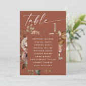 Deep Terracotta Wedding Seating Chart. Rustic Boho Kaart (Staand voorkant)