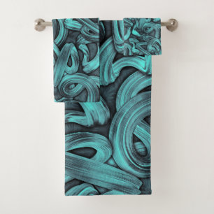 Deep Thought - Zwart en blauwgroen : Bad Handdoek
