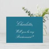 Deep Turquoise Blue Bridesmaid proposal Kaart (Staand voorkant)