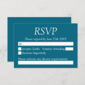 Deep Turquoise Blue Wedding RSVP Kaart (Voorkant / Achterkant)