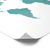 Deep Turquoise Rustic Wereldkaart Poster (Hoek)