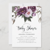 Deep Velvet Floral Baby shower Kaart (Voorkant)