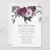 Deep Velvet Floral Bat Mitzvah Kaart (Voorkant)