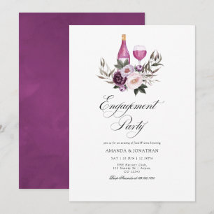 Deep Velvet Floral Engagement Party wijnproeverij Kaart