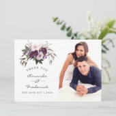 Deep Velvet Floral Wedding Bedankkaart (Staand voorkant)
